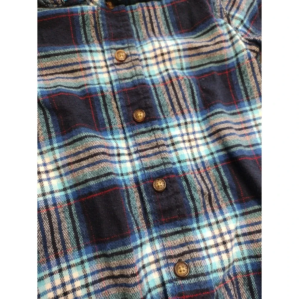 OshKosh Bgosh Boys‎ Blue Plaid Flannel Button Down Shirt Size 4-5 Cotton